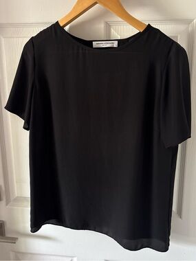 sleeve Amanda Uprichard black silk cutout drape-back blouse Size S
